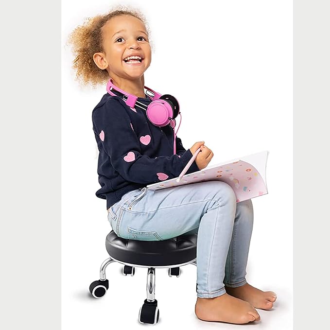 N/A Rolling Stool with Wheels Mini Rolling Scoot Stool with Cushion for Factory Library Laboratory Garage Gardening HomeD