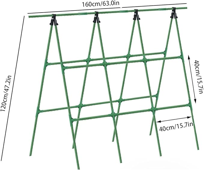 POCREATION Cucumber A Frame Garden Trellis Adjustable Climbing Plants Support with Nylon Net 40 Steel Pipes A Frame Connectors for Cucumbers Tomatoes Grapes