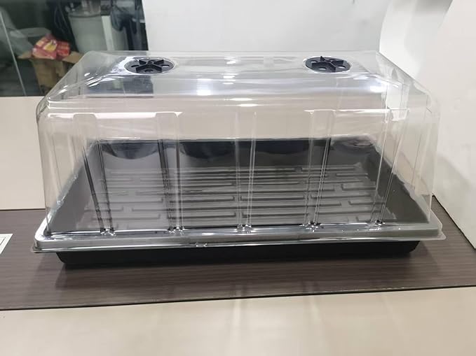 1020 Plant Tray with Tall 7.3'' Dome 5-Pack Extra Large Seed Starter Tray with Humidity Domes Heavy Duty 1020 Trays and Flats with Lid Seed Germination Mini Greenhouse No Hole for Balcony Garden