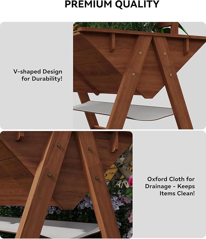 IDEALHOUSE 2-in-1 Raised Garden Bed with Legs Large Elevated Wooden Raised Planter Box with Vine Climbing Trellis-Standing Growing Bed for Growing Vegetables Flowers Herbs