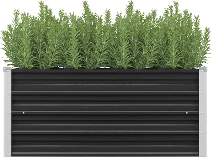Garden Raised Bed Anthracite 39.4x15.7x17.7 Galvanized Steel qWeight-11 lbs
