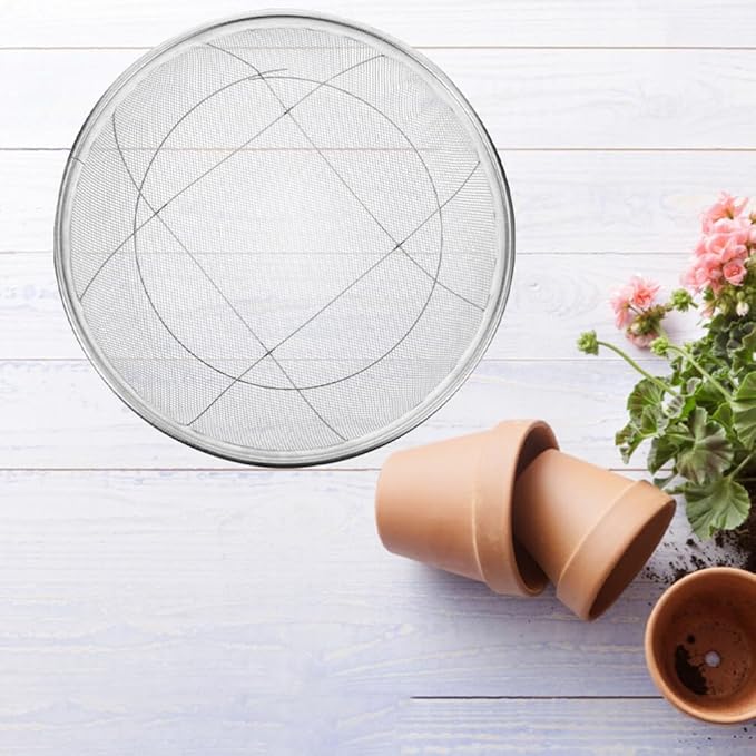 Baluue Dirt Garden Sieve Soil Sifter Stainless Steel Sifting Pan Soil Sand Sieve Compost Sifter for Compost Dirt and Potting Soil