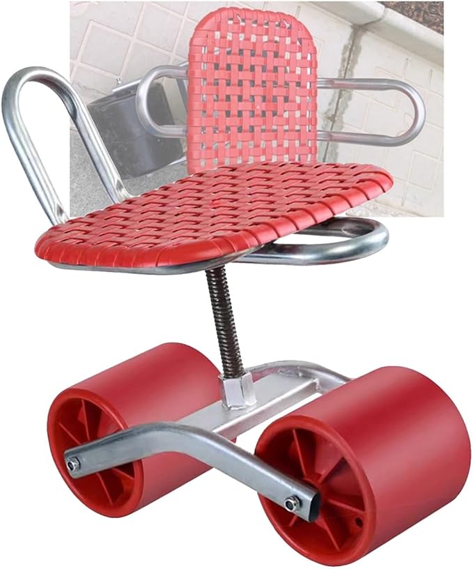 Outdoor Lawn Yard Rolling Work Seat with Adjustable 360 Degree Swivel with 2 Wheelsfor Planting(Red)
