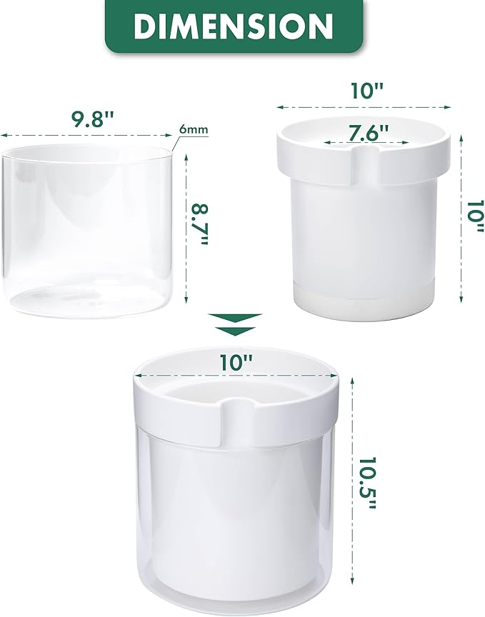 Phoenix Vine 10 Inch Self Watering Planter White Terracotta Clay Pot with Glass Reservoir for Indoor Plants Herbs Flowers Set of 1 52-B-I-1