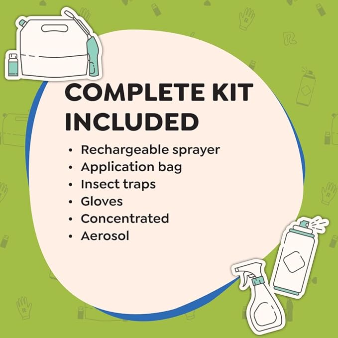 Riddy Pest Pro Kit Effective Against 100+ Bugs Includes Rechargeable Sprayer Traps Gloves &amp Tips Guide Long-Lasting Barrier for Unwanted Pests Professional-Grade Treatment