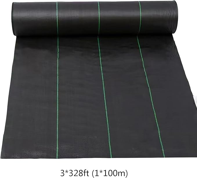 Weed Control Membrane UV Stabilised Weed Control Fabric Trimmable Black Weed Barrier Ground Sheet Cover Perfect for Gardens Patios Flower Beds Landscaping(1 * 100m)