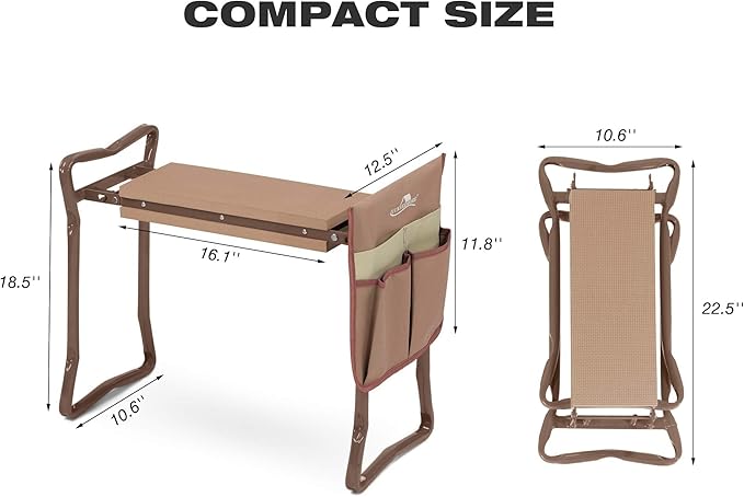 Garden Kneeler and Seat Garden Folding Bench with Tool Pocket Garden Gloves and Soft EVA Kneeling Pad