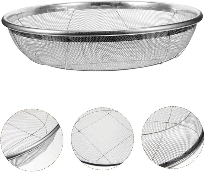 Manual Soil Sieve Stainless Steel Soil Sifter Gardening Soil Sieve Sifting Pan 14 Inches Diameter Lightweight Easy to Operate for Garden Supplies