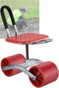 Rolling Garden Work Seat with WheelsOutdoor Gardening Carts with360°Swivel and Foldable Storage for Lawn Yard(Red)