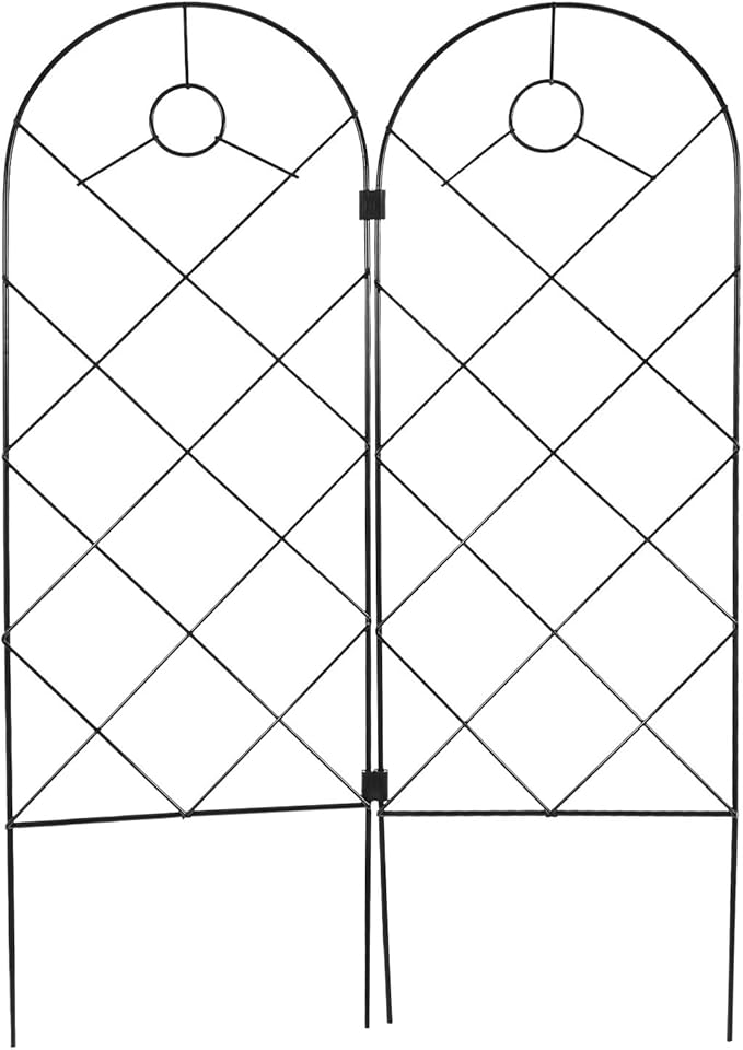 2pcs Foldable Iron Garden Trellis Climbing Plant Support Frame for Potted Vines Indoor Outdoor Plant Stakes Climbing Rack