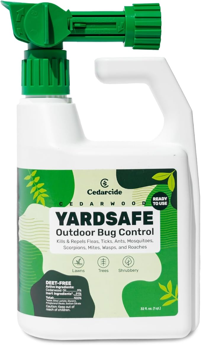 Cedarcide YardSafe | Kills &amp Repels Mosquitoes Ticks Fleas Mites &amp More with Natural Essential Oils | Family &amp Pet-Safe | Eco-Friendly | 1 Quart (32 Oz.)