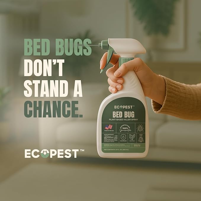 Bed Bug Spray – Natural Plant-Based Killer for Indoor Pest Control | Home Bedbug Spray and Repellent | Made with Clove Oil Safe for Use Around Children and Pets (128 oz)