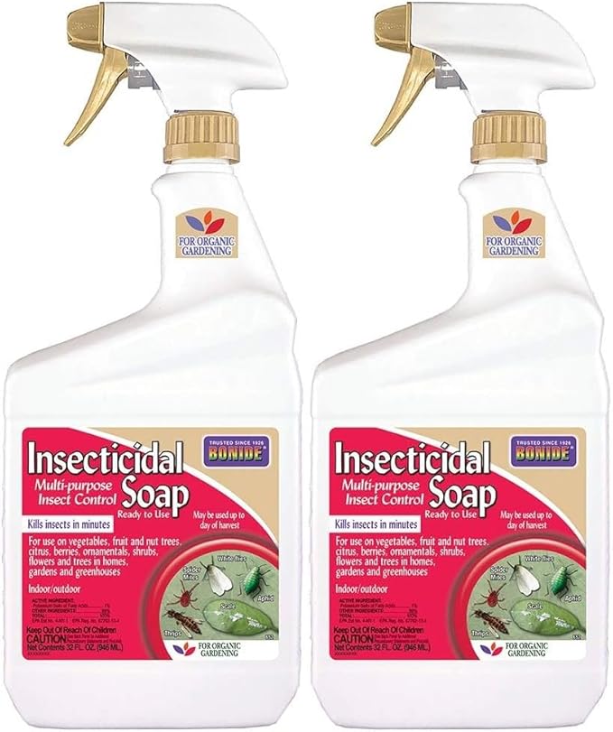 Bonide Insecticidal Soap 32 oz Ready-to-Use Spray Multi-Purpose Insect Control for Organic Gardening Indoor and Outdoor- Pack of 2