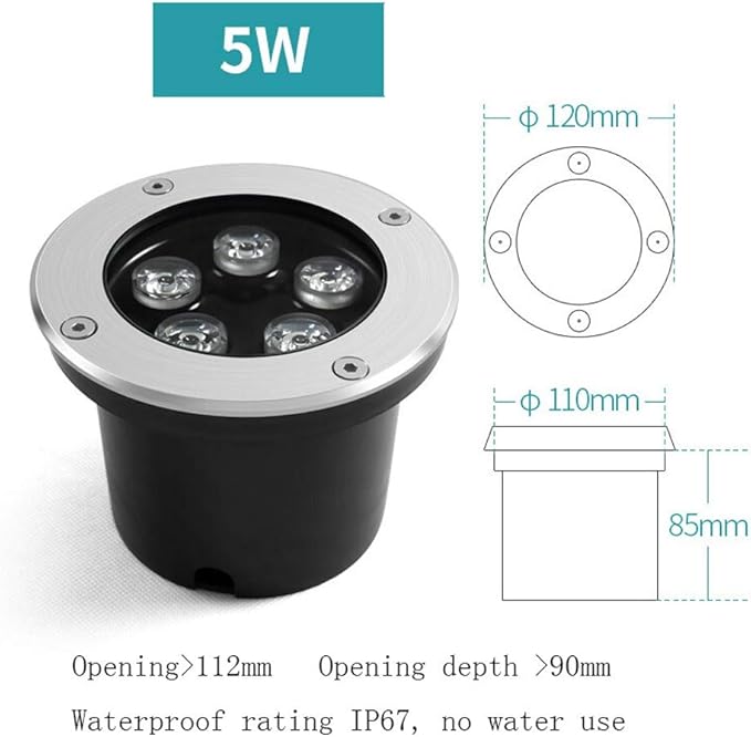 Recessed 5W LED Underground Light IP67 Rated Waterproof Outdoor Decorative Landscape Patio Yard Lawn Driveway Flowerbed Bright High Power Spotlight AC85-265V Integrated (Color : Red Light)