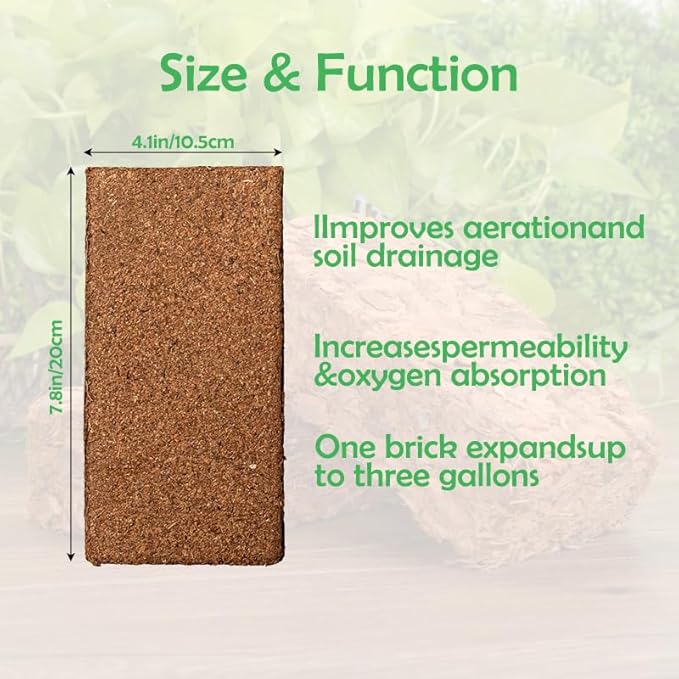 2 Pieces Coconut Coir Bricks Compressed Coconut Coir for Plants - Suitable for Planting Gardening Herbs Creepers (7.8x4.1 inches 2.2 lb)
