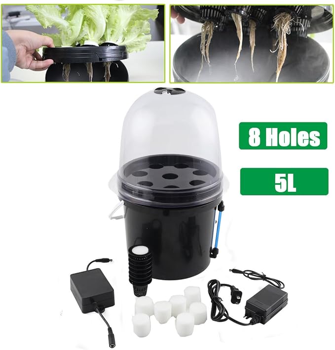 Hydroponics Seedling Cloning System Kit Fog Seedling Box 8 Holes 5L Soilless Hydroponic Equipment Seedling Cultivation Aeroponic Propagation Kit Hydroponics Planting Growing Kit