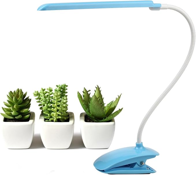 Grow Lamp for Plants 6W Adjustable Clip Desk Plants Grow Lights Lamp Bulb Clamp 360° Flexible Gooseneck for Indoor Plants (6W Blue)