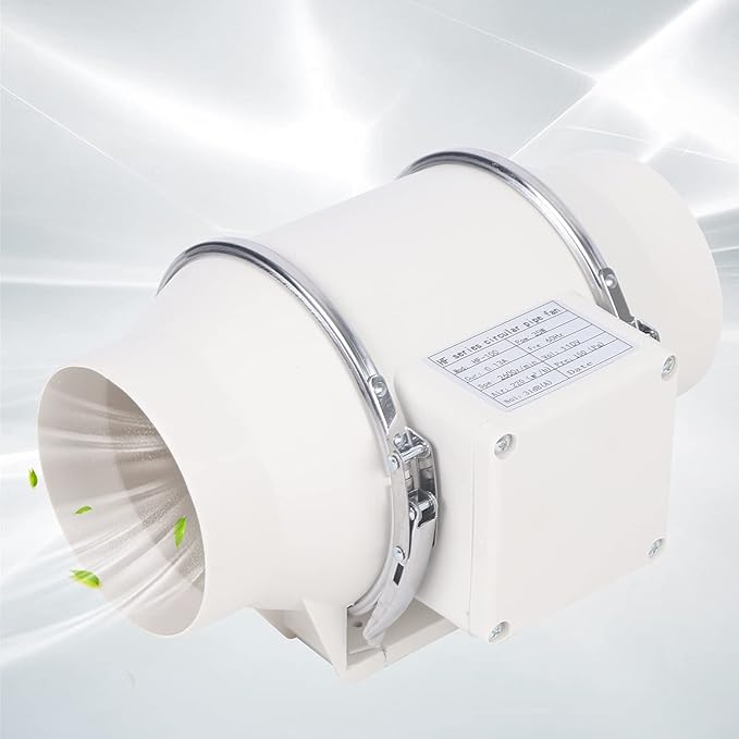 4'' Inline Duct Fan 129.41 CFM High-Efficiency Exhaust Ventilation Fan Quiet 31dB Air Duct Fan with Pure Copper Motor for Home Kitchen Bathroom Grow Tent Hydroponics (US Plug 110V)