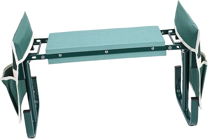 Garden Kneeler and Seat Height Adjustable Foldable Gardening Stool Bench with 2 Tool Pouches for Kneeling Sitting Gardening Gifts for Women Mom Men Seniors Kneeling Pad (Green)