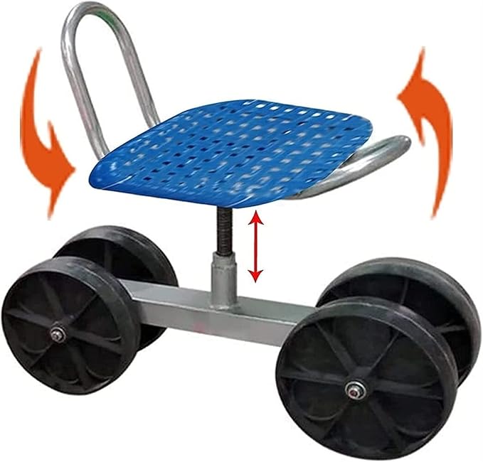 Garden Seat On Wheels 360°Rotating Agricultural Swivel Chair Stool and Outdoor Gardener Seat Gardening and DIY for Gardening and for Small(Blue)