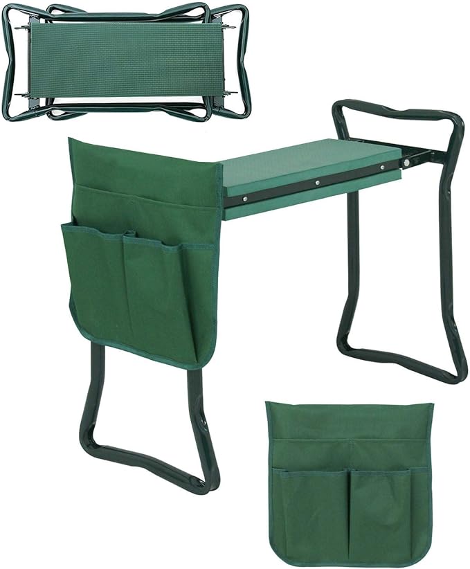 Foldable Garden Kneeler and Seat Portable Stool EVA Pad Bonus Tool Pouch USA