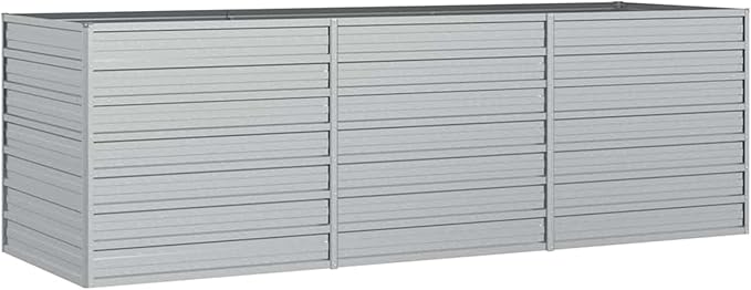 Garden Raised Bed 240x80x77 cm Galvanized Steel Planter Box for Vegetables Herbs Flowers – Outdoor Metal Grow Bed with Rust-Resistant Silver Finish