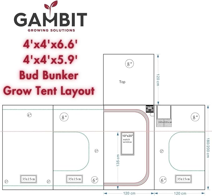 Bud Bunker 4x4 Grow Tent Thickest 25mm/1-Inch Poles Heavy-Duty 2000D Diamond Mylar Canvas 48x48x80