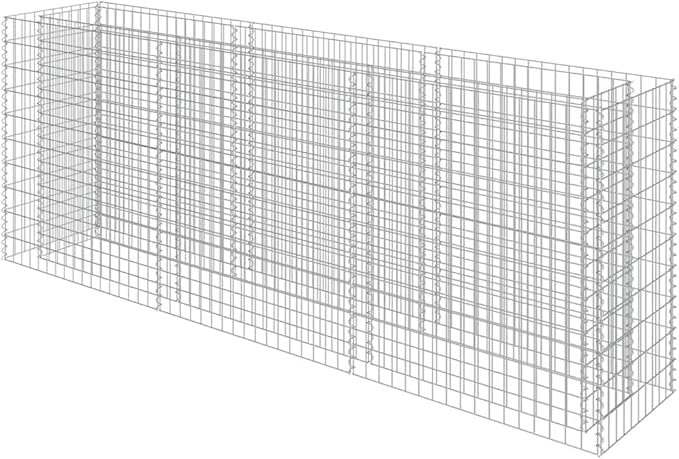 Gabion Raised Garden Bed Silver Galvanized Steel Large 106.3x106.3x39.4 Inch Durable Metal Planter Box for Outdoor Plants Gardening