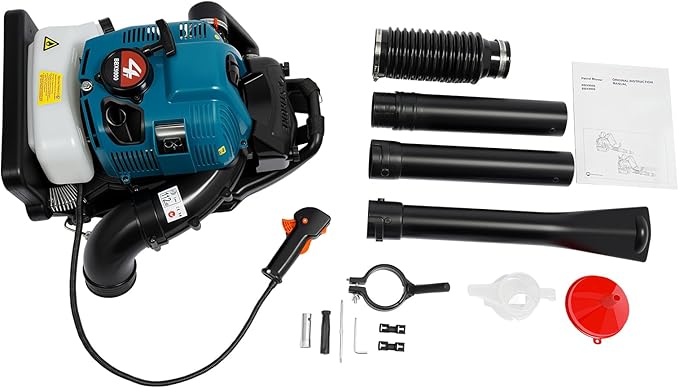 Gas Leaf Blower 75.6cc 4-Stroke Engine Backpack Leaf Blower with Cruise Control 205 MPH 750 CFM Professional Power Quiet Operation 498ft ³/s Airflow for Large Properties &amp Commercial Lawn Care