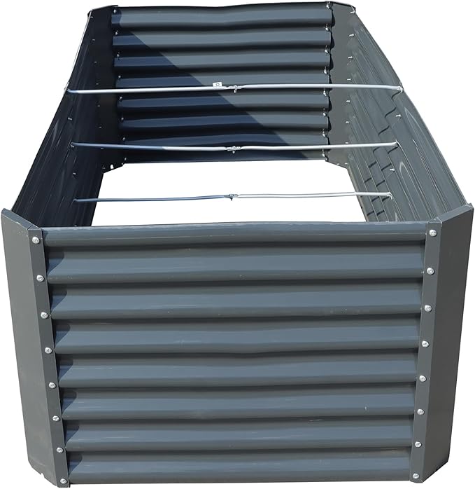 6x3x2FT Galvanized Raised Garden Bed Metal Garden Planter Box for for Gardening Vegetables Fruits Flowers Gray