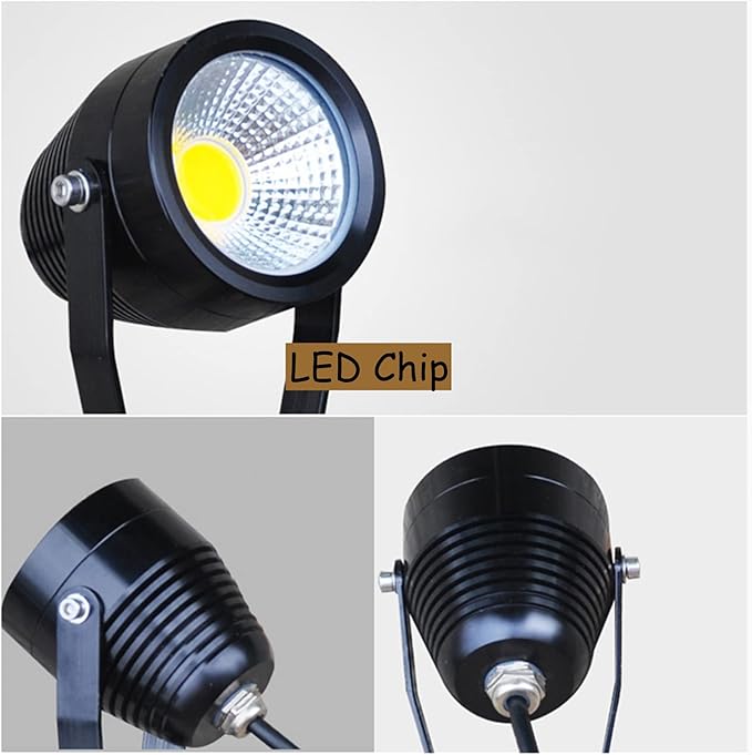 Kiven IP65 Waterproof LED Landscape Up Down Ligh Black Decorative Spotlight with Plug-in Cord and Timer for Indoor Outdoor Yard Plants Advertising Board LED Lawn Light (5W Yellow Light)