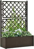 Garden Raised Bed with Trellis and Self Watering System MochaRaised Garden BedRaised Planter Stand with Open Shelves for Growing HerbsVegetables and Flowers in Limited Garden Space