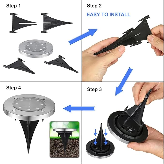 Solar Ground Lights Outdoor In-ground Pathway Light 8/16 PCS LED Solar Disk LampWaterproof Garden Landscape Lighting for LawnYardDeckPatioWalkway(Warm Light16PCS)