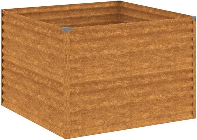 Corten Steel Raised Garden Bed 39.4 x 39.4 x 27.2 in Weathering Metal Planter Box for Outdoor Vegetables &amp Flowers Large Square Plant Pot for Patio Balcony Backyard