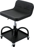 Rolling Garage Stool 300Lbs Capacity Adjustable Height 15.7-20.5 Inch Mechanic Seat with Tool Tray