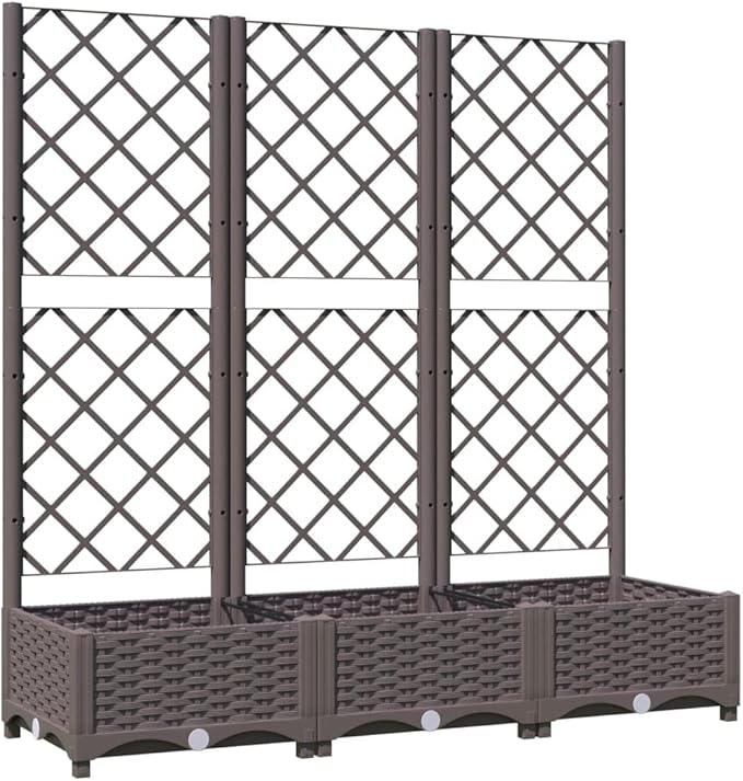 vidaXL Garden Planter with Trellis Brown 47.2x15.7x47.8 Weather- PP for Balcony/Terrace/Garden Entries