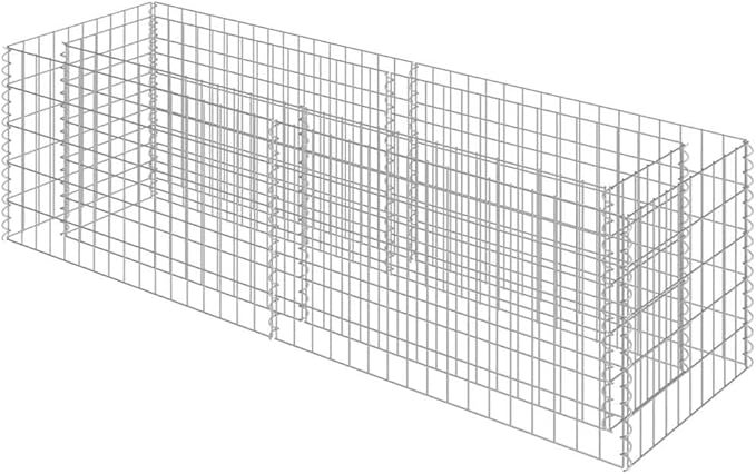Gabion Raised Bed Silver Galvanized Steel 70.9 x 19.7 x 19.7 in Durable Outdoor Planter for Garden Patio
