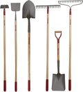 KYLIN 6-Piece Pro Long Ash Handle Garden Tools Set for Landscaping Agricture or Backyard14-Gauge ShovelsForged RakesForged Weeding Hoe Sidewalk Scraper