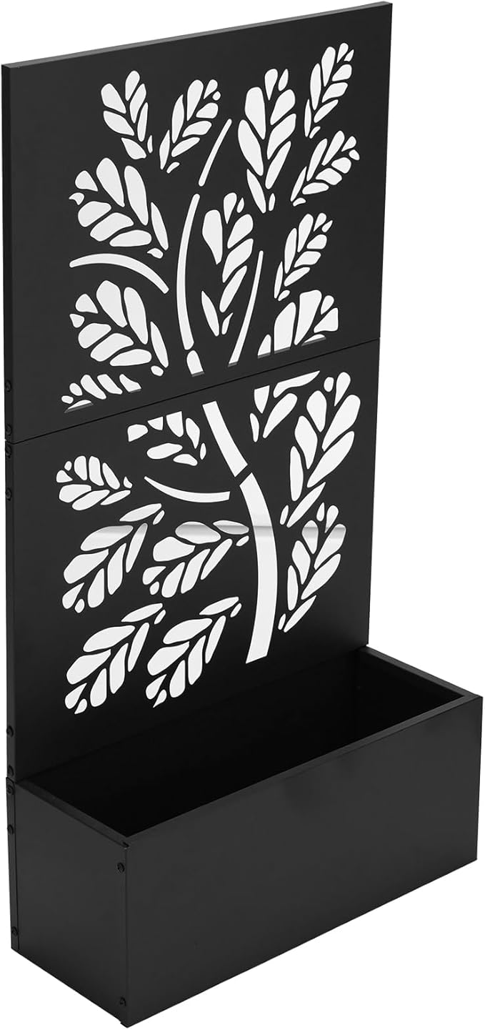 Black Raised Beds Metal Garden Bed with Trellis for Climbing Vegetables Cucumber Trellis Planter Box Support for Peas Beans and Flowering Vines Planter Box Heavy Duty Outdoor Planter for Patio