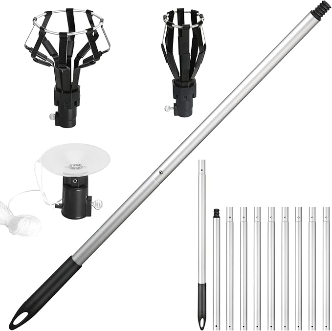 12FT Lightbulb Changer for High Ceilings High Reach Light Bulb ChangerLight Bulb Changer with Pole ExtensionBaskets and Suction Cup Bulb Removal Tool