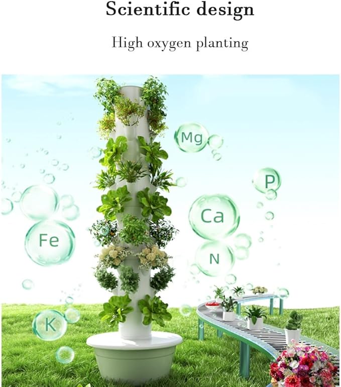Hydroponics Growing System Indoor Garden Vertical Hydroponic Tower with Water Pump New Customized ABS Material for Herbs Fruits Vegetables(9 Layers)