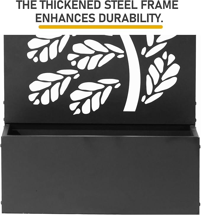 Black Raised Beds Metal Garden Bed with Trellis for Climbing Vegetables Cucumber Trellis Planter Box Support for Peas Beans and Flowering Vines Planter Box Heavy Duty Outdoor Planter for Patio