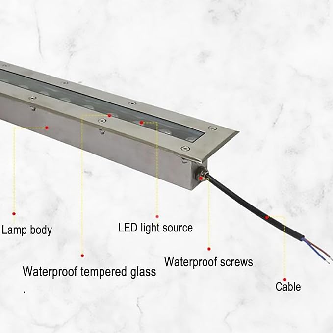 Outdoor Buried Lights - LED Landscape Lights AC 24V Low Recessed Submersible Fountain Light Ip68 Waterproof with Stand Long Strip Underwater Led Spotlight Easy to InsWhite-12W-600MM