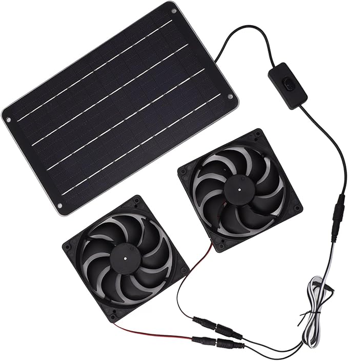 VINGVO Solar Fan Solar Heater For Chicken Coop 20W Greenhouse Heater Solar Powered Solar Powered Exhaust Fan For Outside Chicken Coops Greenhouses Sheds