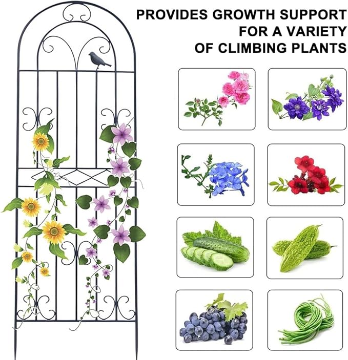 LTSRLL Large Metal Garden Trellis Plant Screen - Indoor Outdoor Flower Stand Rose Trellis - Rustproof/Weatherproof/Easy to Assemble(White180x50cm)