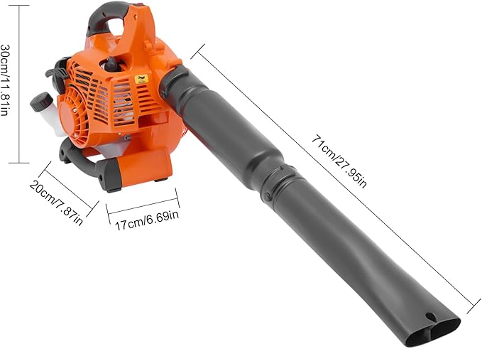 25.4CC 2-Stroke Gas Leaf Blower Leaf Blower Cordless with Ergonomic Handle Handheld Blower Small Leaf Blower Handheld Blowers or Lawn Care &amp Road Maintenance &amp Yards (Orange+Black)