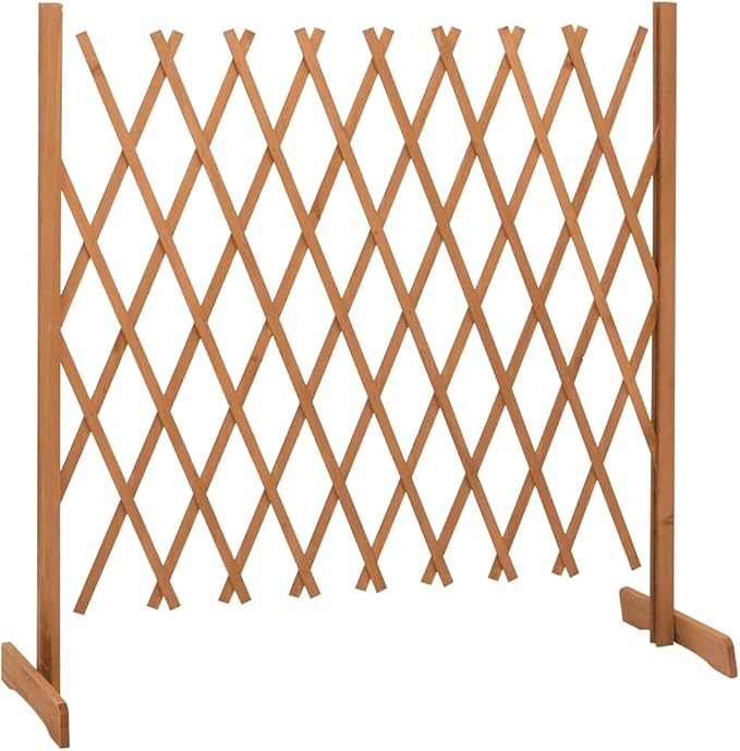 Garden Trellis Fence Wood Expandable Plant Support Climbing Lattices Wooden Decorative Divider Wall for Lawn Backyard Balcony Patio Outdoor Orange 70.9 x 39.4