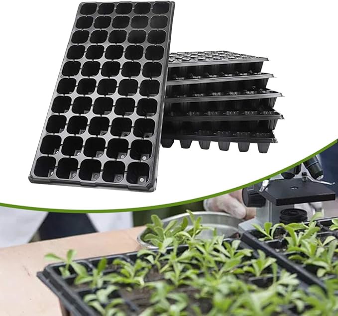 72 Cells Seedling Trays 5 Pack Gardening Germination Plastic Tray with Drain Holes Plant Grow Plug Trays for Plant Seedlings Propagation(5pcs)