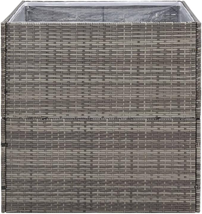 Outdoor Raised Garden Bed Planter Box Wicker Garden Planter Raised Garden Boxes for Vegetables Flowers Herbs Gray 31.5x31.5x31.5 Poly Rattan-508