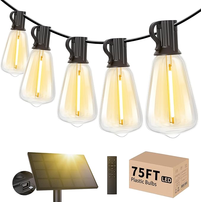 Svater 6 Pack Landscape Lighting + 75FT ST38 Solar String Lights Outdoor with Remote